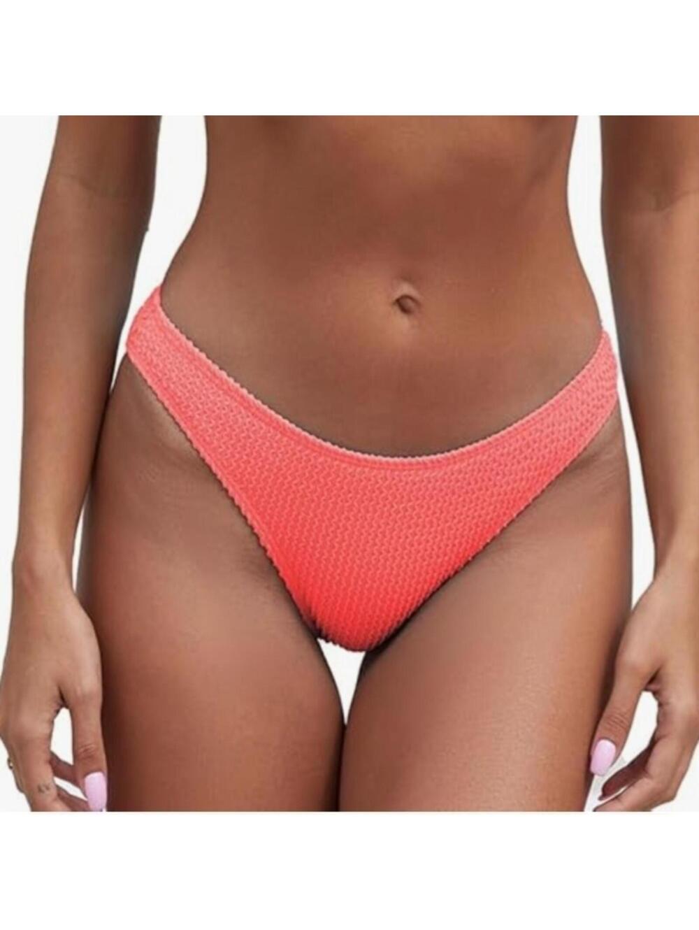 Textured Coral Bikini Bottoms